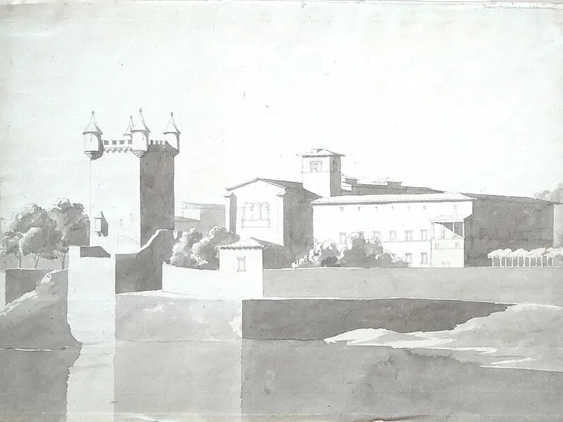 1764-Fleury Epinat - Torre di Sainte Colombe e convento dei Cordeliers come apparivano nel 1793